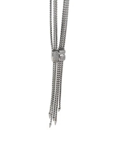 David Yurman Confetti Diamond Lariat Style Necklace, Sterling Silver 0.1 Ctw