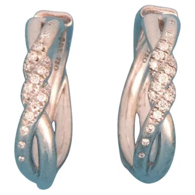 Pre-owned David Yurman Continuance Diamond 18k White Gold Hoop Earrings