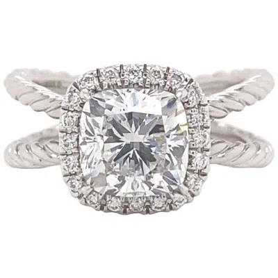 Pre-owned David Yurman Crossover Capri Cushion 2.00 Carat Halo Ring Platinum Gia In Multi