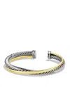David Yurman 18kt Yellow Gold And Sterling Silver Crossover Two Row Cuff Bracelet In Silver/yellow Gold