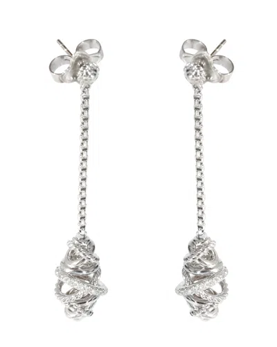 David Yurman Crossover Diamond Chain Drop Earrings In Sterling Silver 0.22 Ctw