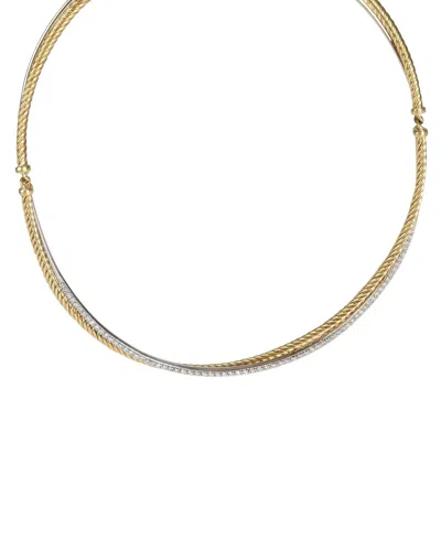 David Yurman Crossover Diamond Choker Necklace In 18k 2 Tone Gold 0.60 Ctw