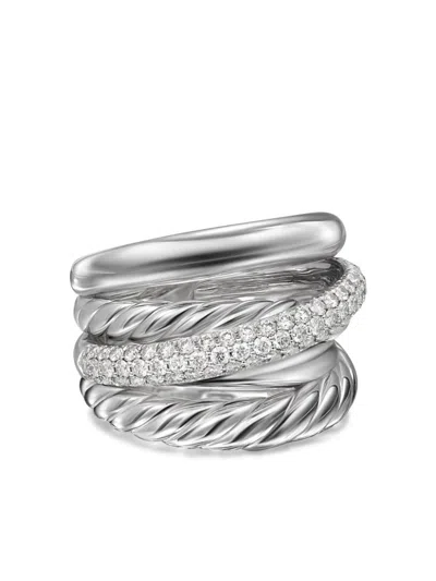 David Yurman Crossover Five Row Diamond Ring In Metallic