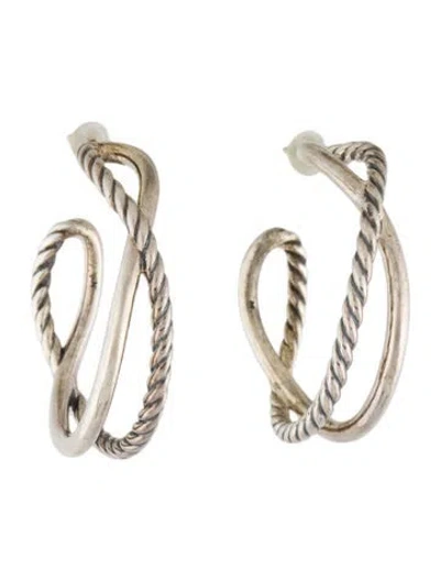 Pre-owned David Yurman Crossover Hoop Earrings In Multi