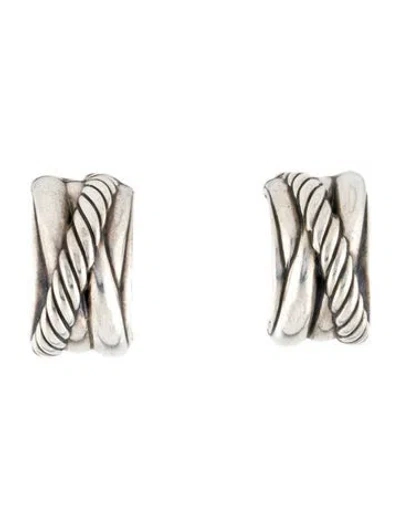 Pre-owned David Yurman Crossover Huggie Hoop Earclips In Multi