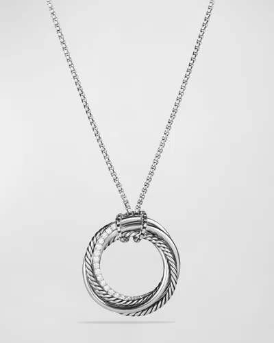 David Yurman Crossover Pendant Necklace With Diamonds In Metallic
