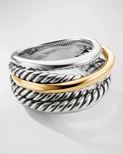 David Yurman Crossover Ring In Silver With 14k Gold, 14.7mm In Silver/gold