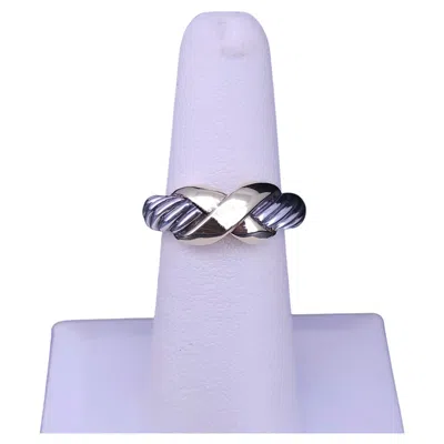 Pre-owned David Yurman Crossover Ring, Sterling Silver & 14k Gold, Size 5.5 In Multi