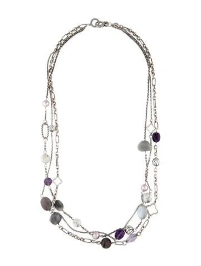 Pre-owned David Yurman Cultured Pearl & Multitstone Bijoux Necklace, 28" In Multicolor