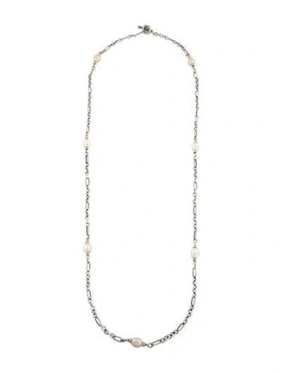 Pre-owned David Yurman Cultured Pearl Figaro Chain Station Necklace, 36" In Multi
