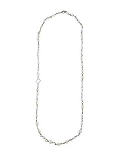 Pre-owned David Yurman Cultured Pearl Quatrefoil Long Station Necklace, 40", 40" In Multi