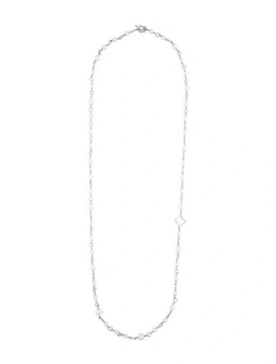 Pre-owned David Yurman Cultured Pearl Quatrefoil Long Station Necklace, 40" In Multi