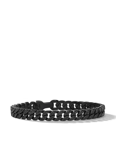David Yurman Curb Diamond Chain Bracelet In Black