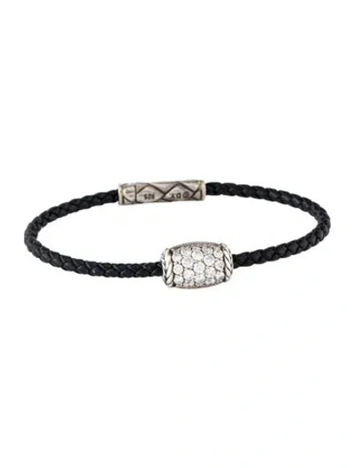 Pre-owned David Yurman Diamond 1.08ctw Ojime Wrap Bracelet In Black