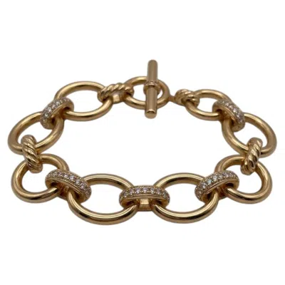 Pre-owned David Yurman Diamond 18k Yellow Gold Mercer Chain Bracelet