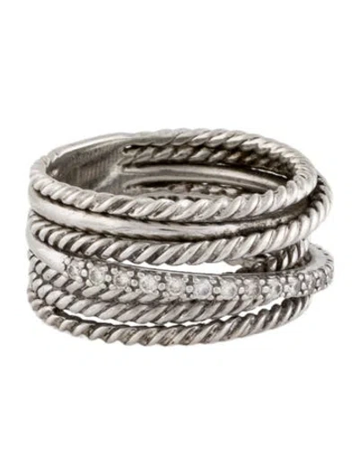 Pre-owned David Yurman Diamond 7-row Crossover Band In Multi
