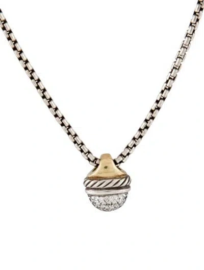 Pre-owned David Yurman Diamond Acorn Pendant Necklace, 18" In Multi