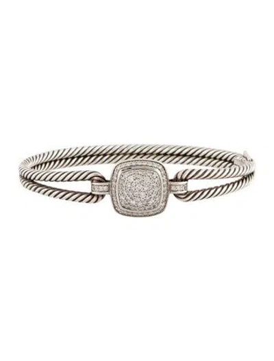 Pre-owned David Yurman Diamond Albion Hinged Bangle Bracelet, 6.5" In Multi