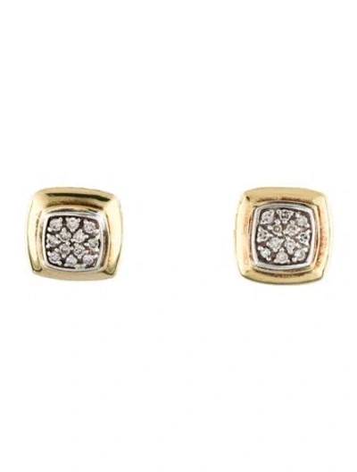 Pre-owned David Yurman Diamond Albion Stud Earrings In Multi