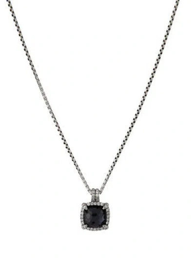 Pre-owned David Yurman Diamond & Amethyst/hematine Doublet Chatelaine Pave Bezel Pendant, 19" In Multicolor