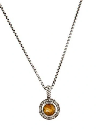 Pre-owned David Yurman Diamond & Citrine Cerise Pendant Necklace, 15.5" In Multi