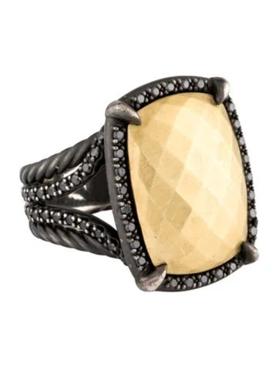 Pre-owned David Yurman Diamond & Gold Dome Chatelaine Ring In Multi