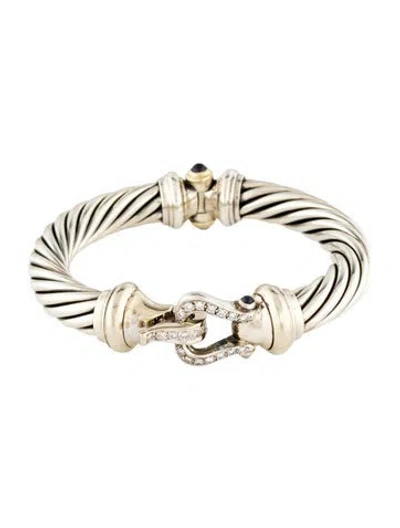 Pre-owned David Yurman Diamond & Iolite Buckle Bracelet, 6.5" In Multi