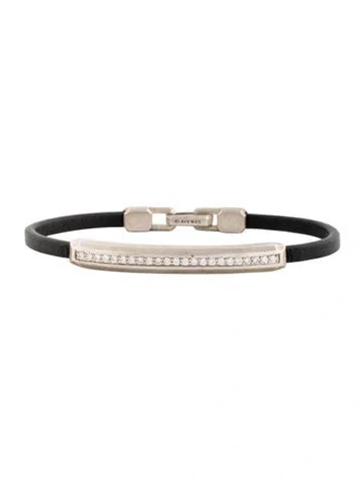 Pre-owned David Yurman Diamond & Leather Streamline Id Bracelet, 7" In Black