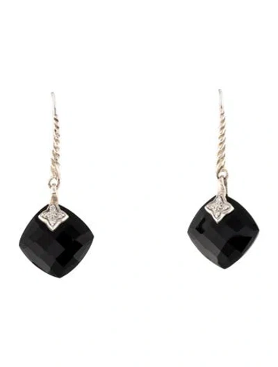 Pre-owned David Yurman Diamond & Onyx Capri Drop Earrings In Multi