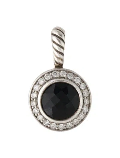 Pre-owned David Yurman Diamond & Onyx Cerise Pendant In Multi