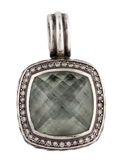 Pre-owned David Yurman Diamond & Prasiolite Albion Enhancer Pendant In Multi