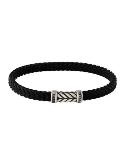Pre-owned David Yurman Diamond & Rubber Chevron Bracelet, 7.75" In Black