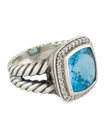 Pre-owned David Yurman Diamond & Topaz Albion Cocktail Ring In Multi