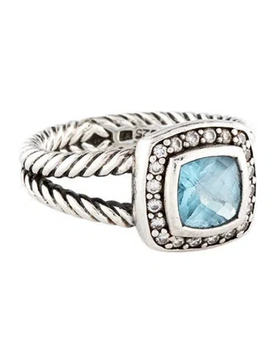 Pre-owned David Yurman Diamond & Topaz Albion Ring In Multi