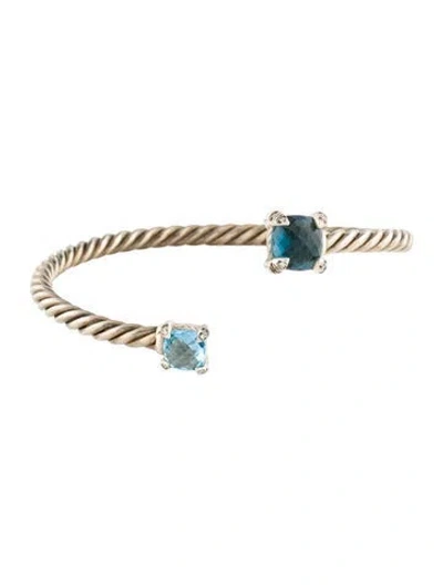 Pre-owned David Yurman Diamond & Topaz Châtelaine Bypass Bracelet, 7" In Multi