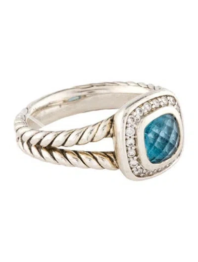 Pre-owned David Yurman Diamond & Topaz Petite Albion Ring In Multi