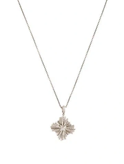 Pre-owned David Yurman Diamond Angelika Four Point Pendant Necklace, 18" In Multicolor