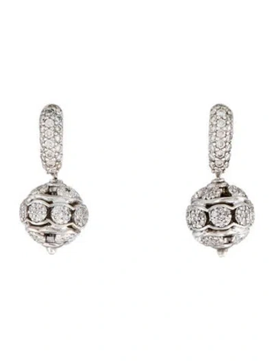 Pre-owned David Yurman Diamond Ball Drop Earrings In Multi