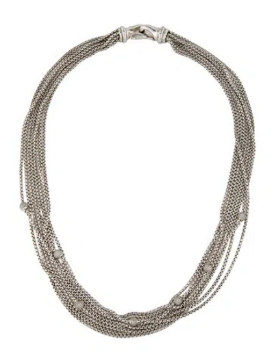 Pre-owned David Yurman Diamond Ball Mulitstrand Station Necklace, 16.5" In Multicolor