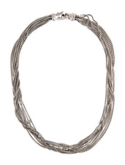 Pre-owned David Yurman Diamond Ball Multi-strand Collar Necklace, 16"