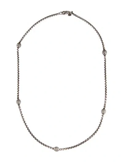 Pre-owned David Yurman Diamond Ball Station Necklace, 18" In Multi