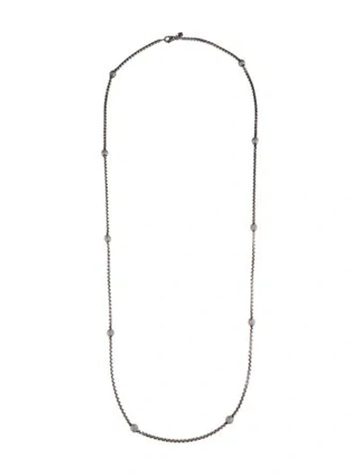 Pre-owned David Yurman Diamond Ball Station Necklace, 32" In Multi