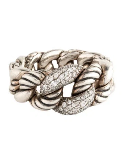 Pre-owned David Yurman Diamond Belmont Curb Link Band In Multicolor