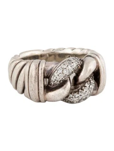 Pre-owned David Yurman Diamond Belmont Curb Link Ring In Multi