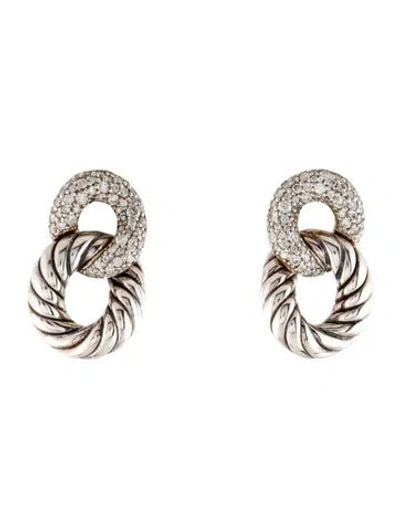 Pre-owned David Yurman Diamond Belmont Drop Earrings In Multi