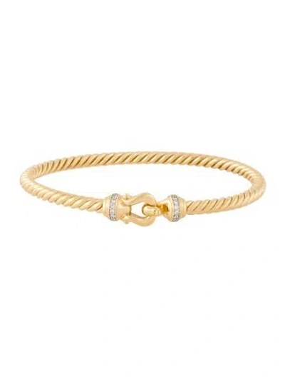 Pre-owned David Yurman Diamond Buckle Cablespira® Bracelet, 5.75" In Multi