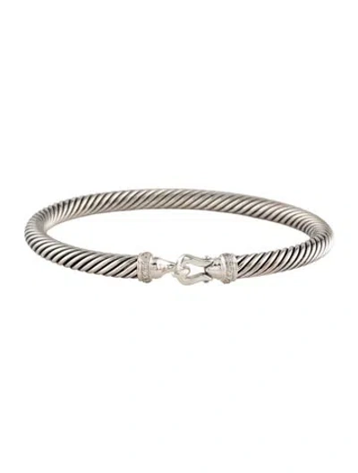 Pre-owned David Yurman Diamond Buckle Classic Cable Bangle, 7" In Multi