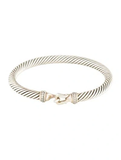 Pre-owned David Yurman Diamond Buckle Classic Cable Bracelet, 6" In Multi