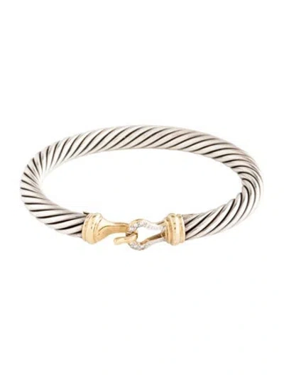 Pre-owned David Yurman Diamond Buckle Classic Cable Bracelet, 6.25" In Multi