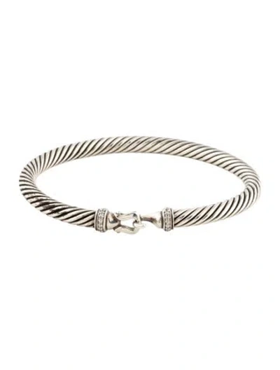 Pre-owned David Yurman Diamond Buckle Classic Cable Bracelet, 6.5" In Multi
